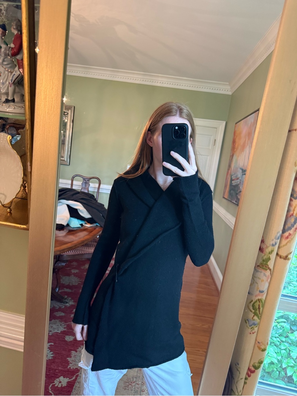 Vince Black Wrap Wool Knit Sweater Top